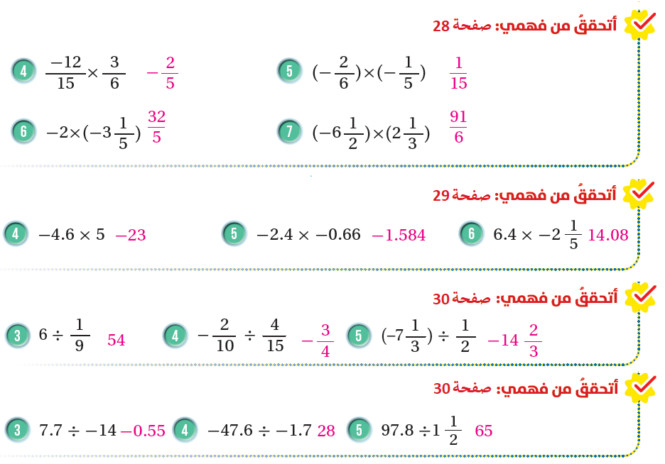 ضرب الأعداد النسبية وقسمتها